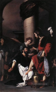  christ - St Augustine Washing The Feet Of Christ Italian Baroque Bernardo Strozzi